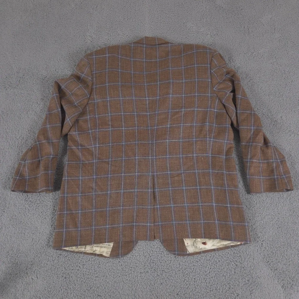Loro Piana Blazer Mens 50R Top Shelf Favola Windowpane BeSpoke Fishing AOP Liner